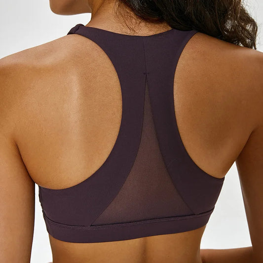 Mesh Racerback Sports Bra: Breathable & Supportive for Intense Workouts