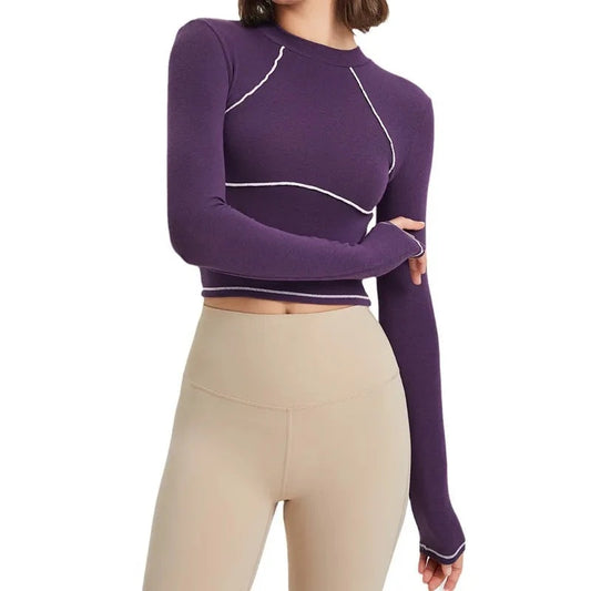 Transition in Style: Contrast Long Sleeve Crop Top